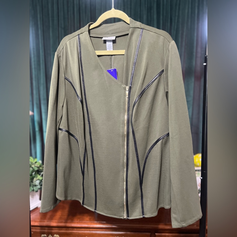 Catherines Olive Jacket with Black Detailing